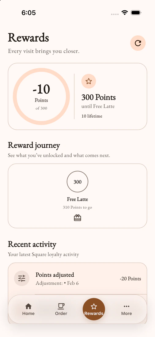 Current Sphere application rewards screen
